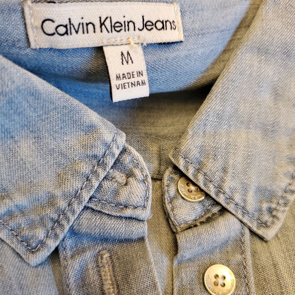 Calvin Klein Women's Denim Button Down - Picture 5 of 7